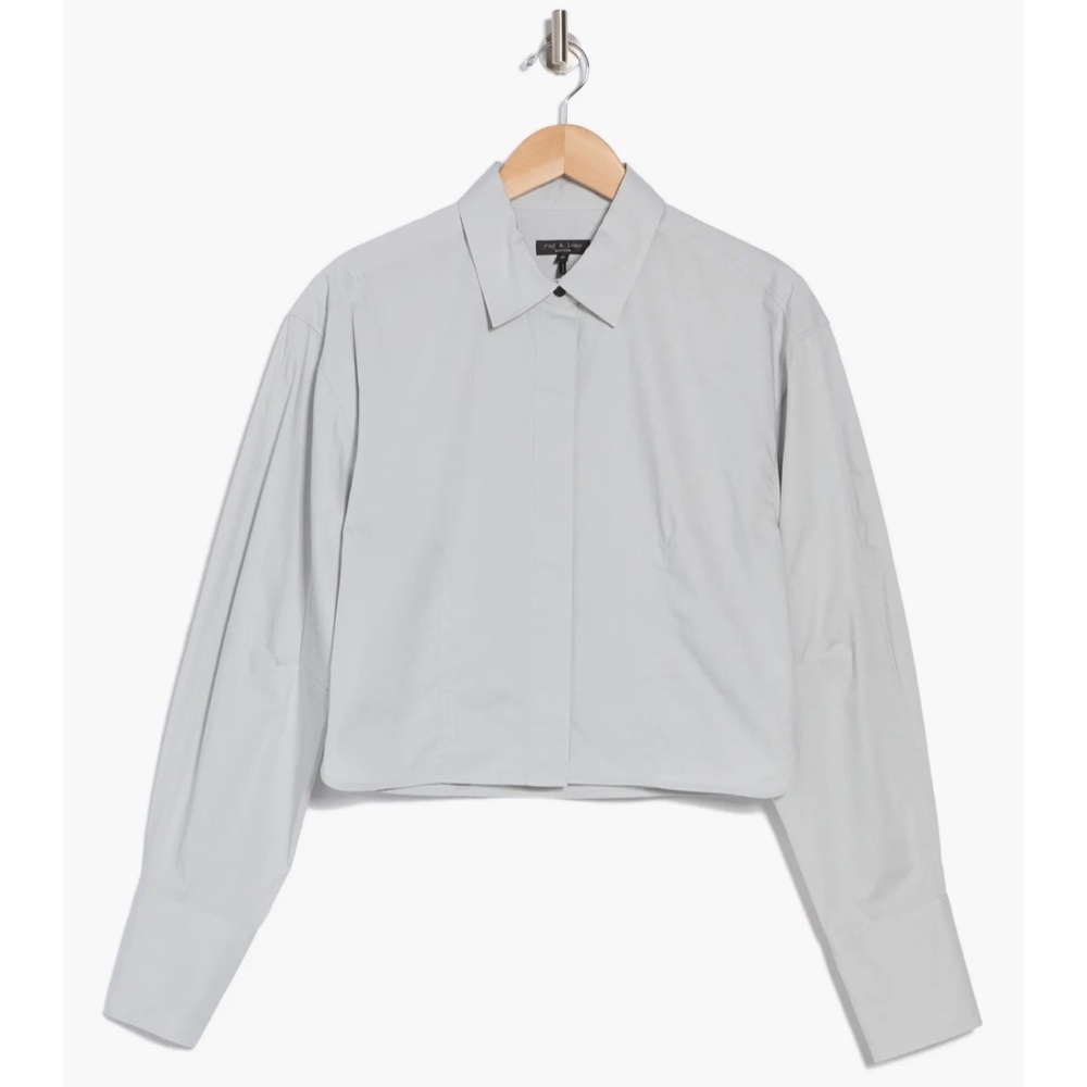 Rag & Bone Becca Poplin Button Down Shirt Gray Size Medium Long Sleeve - Picture 5 of 16